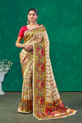 Off White Dola Silk Saree