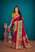 Magenta Satin Silk Saree