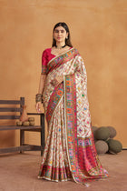 Off White Satin Silk Patola Saree