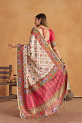 Off White Satin Silk Patola Saree
