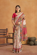 Off White Satin Silk Patola Saree