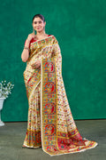 Off White Dola Silk Saree