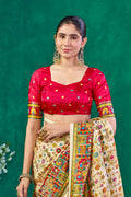 Off White Dola Silk Saree