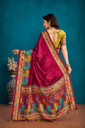 Magenta Satin Silk Saree