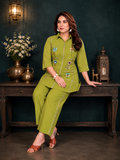 Olive Green Mal Cotton Floral Co-ord Set