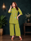 Olive Green Mal Cotton Floral Co-ord Set