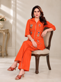 Rust Orange Mal Cotton Floral Co-ord Set