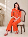 Rust Orange Mal Cotton Floral Co-ord Set