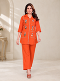 Rust Orange Mal Cotton Floral Co-ord Set