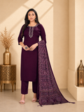 Deep Wine Pure Gaji Silk Straight Kurta Set with Banarasi Dupatta