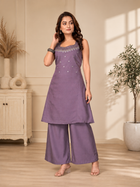 Dusty Violet Vetican Silk Flared Palazzo Suit Set