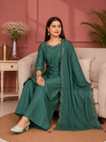 Deep Emerald Green Gaji Silk Palazzo Suit Set