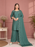 Deep Emerald Green Gaji Silk Palazzo Suit Set