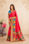 Pink Satin Silk Saree