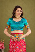 Fuchsia Pink Satin Silk Patola Saree
