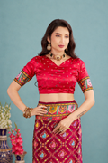 Maroon satin Silk Patola Saree