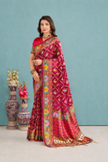Maroon satin Silk Patola Saree