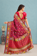 Maroon satin Silk Patola Saree