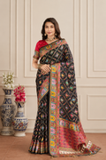 Black Satin Silk Patola Saree