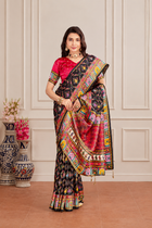 Black Satin Silk Patola Saree