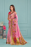 Pink Viscose Tissue Silk Saree