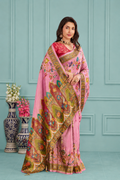 Pink Viscose Tissue Silk Saree