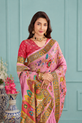 Pink Viscose Tissue Silk Saree