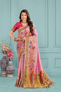 Pink Viscose Tissue Silk Saree