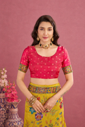 Mustard Yellow Viscose Tissue Silk Saree
