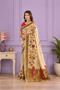 Off White Viscose Tissue Silk Saree