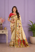 Off White Viscose Tissue Silk Saree