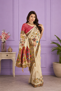 Off White Viscose Tissue Silk Saree