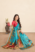 Turquoise Blue Viscose Tissue Saree