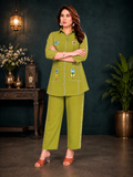 Olive Green Mal Cotton Floral Co-ord Set