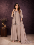 Muted Beige Pure Natural Crepe Festive Palazzo Set