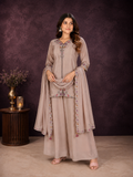 Muted Beige Pure Natural Crepe Festive Palazzo Set