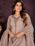 Muted Beige Pure Natural Crepe Festive Palazzo Set
