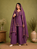 Regal Purple Pure Natural Crepe Palazzo Suit Set