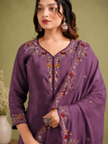 Regal Purple Pure Natural Crepe Palazzo Suit Set