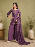 Regal Purple Pure Natural Crepe Palazzo Suit Set