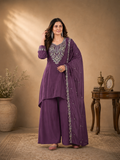 Grape Purple Pure Natural Crepe Sharara Suit Set