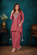 Old Rose Pure Natural Crepe Sharara Suit Set