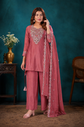 Old Rose Pure Natural Crepe Sharara Suit Set