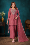 Old Rose Pure Natural Crepe Sharara Suit Set