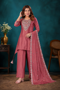Old Rose Pure Natural Crepe Sharara Suit Set