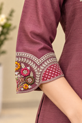 Dusty Rose Milano Glass Fabric Embroidered Suit With Dupatta