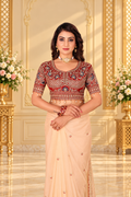 Ivory Rangoli Silk Saree with Embroidered Wine Blouse