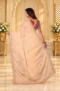 Ivory Rangoli Silk Saree with Embroidered Wine Blouse