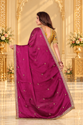 Rani Pink Rangoli Silk Saree with Mustard Gold Embroidered Blouse
