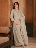 Light Olive Sage Pali Silk Sharara Suit Set